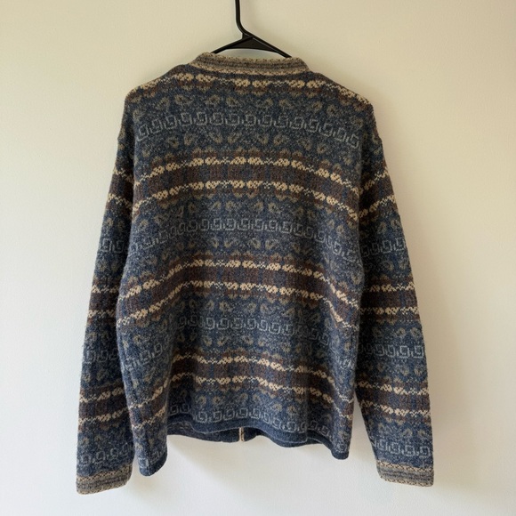 Cambridge Dry Goods Women's Nordic Wool Sweater front hooks cardigan crew neck M - Picture 5 of 7